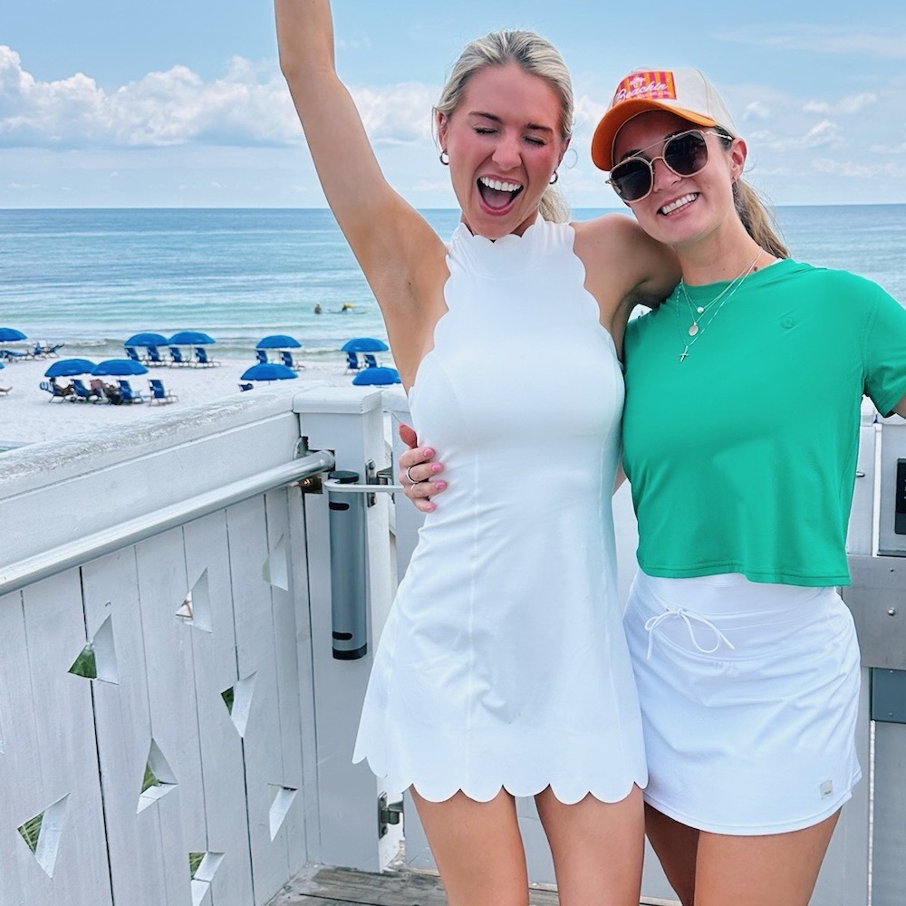 White Scalloped Hem Athletic Dress